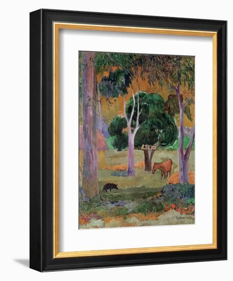 Dominican Landscape Or, Landscape with a Pig and Horse, 1903-Paul Gauguin-Framed Giclee Print