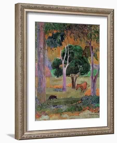 Dominican Landscape Or, Landscape with a Pig and Horse, 1903-Paul Gauguin-Framed Giclee Print