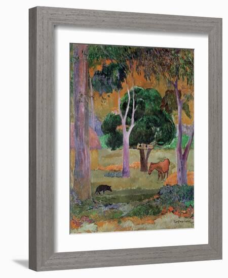 Dominican Landscape Or, Landscape with a Pig and Horse, 1903-Paul Gauguin-Framed Giclee Print