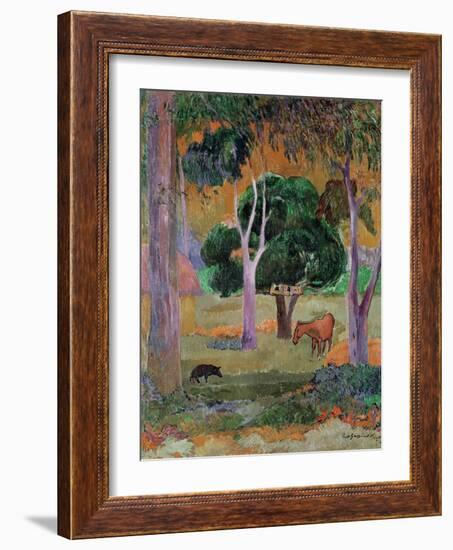 Dominican Landscape Or, Landscape with a Pig and Horse, 1903-Paul Gauguin-Framed Giclee Print