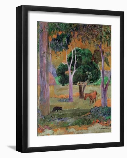 Dominican Landscape Or, Landscape with a Pig and Horse, 1903-Paul Gauguin-Framed Giclee Print