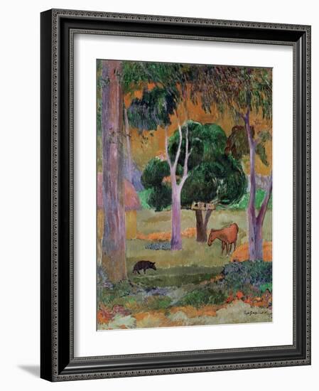 Dominican Landscape Or, Landscape with a Pig and Horse, 1903-Paul Gauguin-Framed Giclee Print