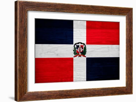 Dominican Republic Flag Design with Wood Patterning - Flags of the World Series-Philippe Hugonnard-Framed Art Print