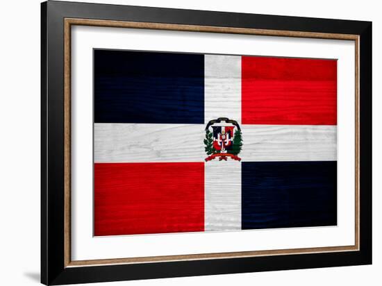 Dominican Republic Flag Design with Wood Patterning - Flags of the World Series-Philippe Hugonnard-Framed Art Print