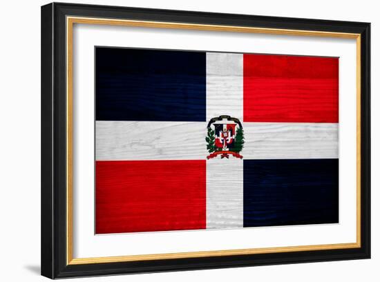 Dominican Republic Flag Design with Wood Patterning - Flags of the World Series-Philippe Hugonnard-Framed Art Print
