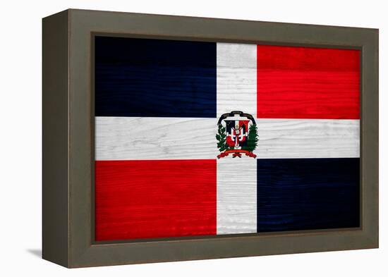 Dominican Republic Flag Design with Wood Patterning - Flags of the World Series-Philippe Hugonnard-Framed Stretched Canvas