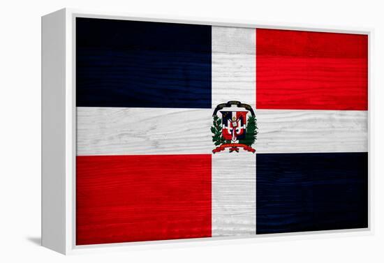 Dominican Republic Flag Design with Wood Patterning - Flags of the World Series-Philippe Hugonnard-Framed Stretched Canvas