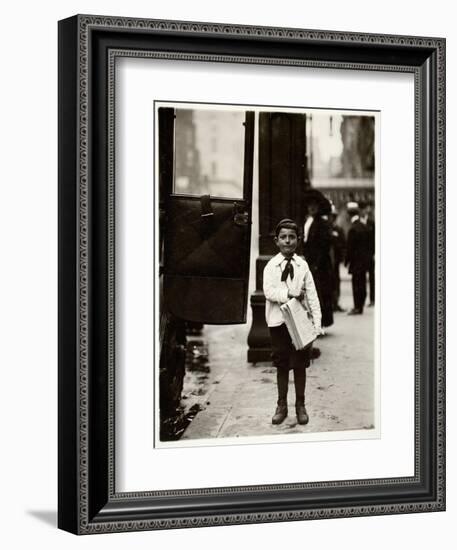 Dominick Carroll, Newsboy, Philadelphia, Pennsylvania, c.1910-Lewis Wickes Hine-Framed Giclee Print