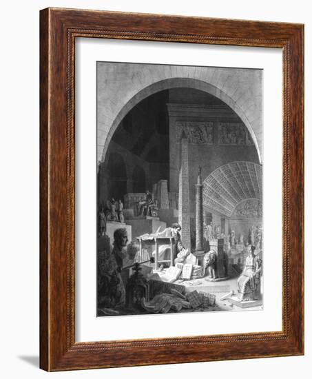 Dominique-Vivant Denon (1747-1825) Cataloguing the Louvre Collection-Benjamin Zix-Framed Giclee Print