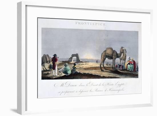 Dominique Vivant Denon at Work in the Desert, Upper Egypt, 1802-B Comte-Framed Giclee Print