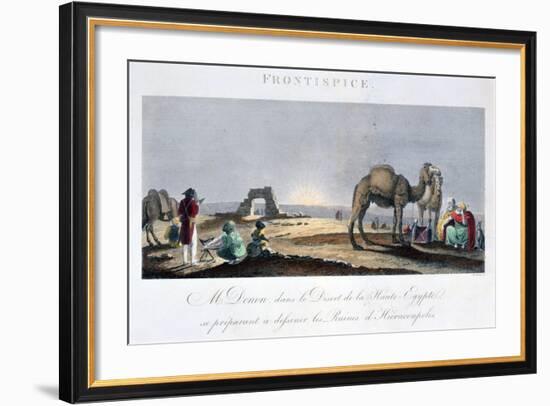 Dominique Vivant Denon at Work in the Desert, Upper Egypt, 1802-B Comte-Framed Giclee Print