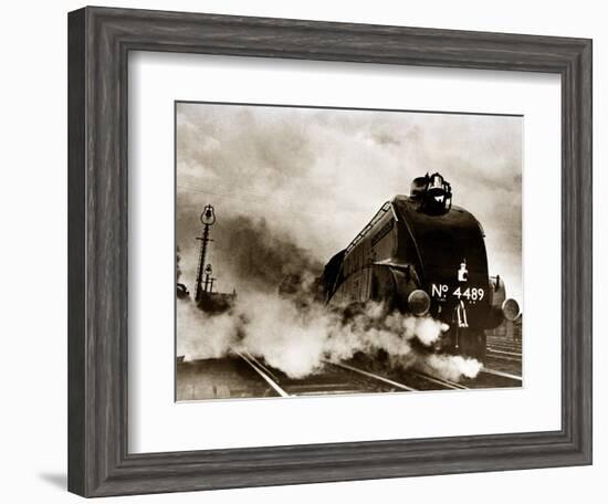 Dominon of Canada Steam Train Leaving London Kings Cross for Edinburgh, June 1938-null-Framed Photographic Print