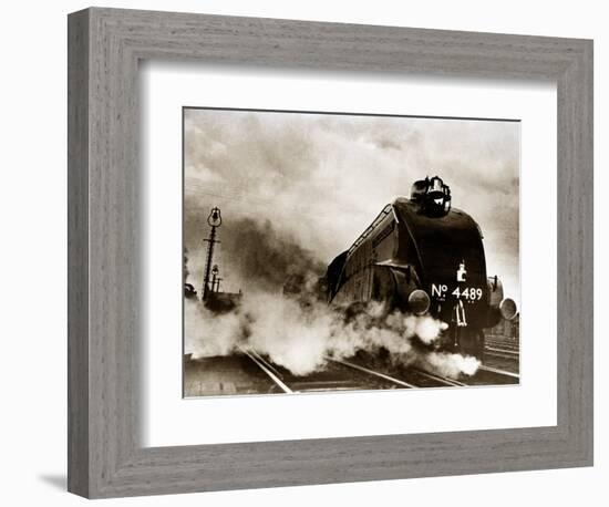 Dominon of Canada Steam Train Leaving London Kings Cross for Edinburgh, June 1938-null-Framed Photographic Print