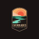 Emblem Patch Vector Illustration of Everglades National Park on Dark Background-DOMSTOCK-Photographic Print