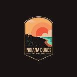 Emblem Patch Vector Illustration of Indiana Dunes National Park on Dark Background-DOMSTOCK-Photographic Print