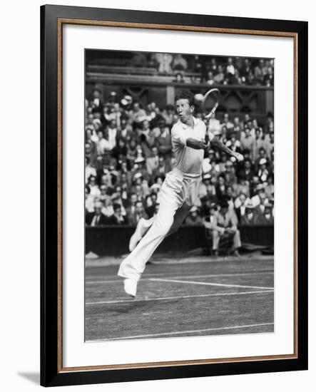 Don Budge in Full Length Action Portrait During Singles Match at Wimbledon Tennis Tournament-null-Framed Premium Photographic Print