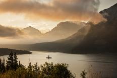 USA, Montana, Glacier NP. Sunrise pierces clouds over St. Mary Lake.-Don Grall-Photographic Print
