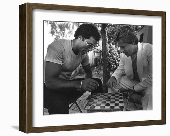 Don Johnson and Philip Michael Thomas of the Television Show 'Miami Vice', 1984-null-Framed Photographic Print