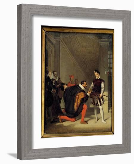 Don Pedro De Toledo, Ambassador of Philip II Kissing the Sword of Henry IV (1553-1610). Staircase H-Jean Auguste Dominique Ingres-Framed Giclee Print