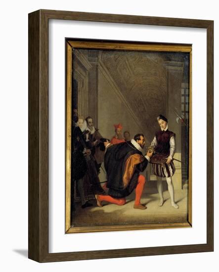 Don Pedro De Toledo, Ambassador of Philip II Kissing the Sword of Henry IV (1553-1610). Staircase H-Jean Auguste Dominique Ingres-Framed Giclee Print