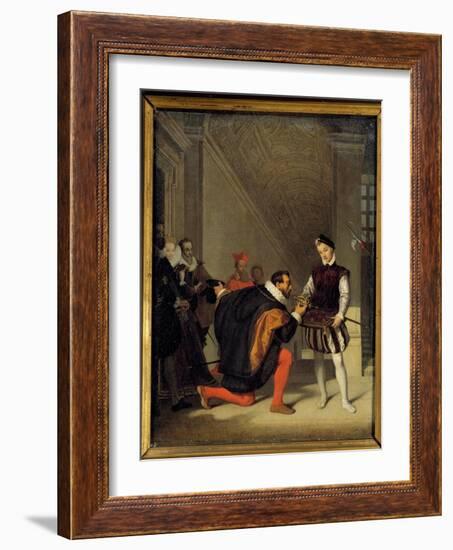 Don Pedro De Toledo, Ambassador of Philip II Kissing the Sword of Henry IV (1553-1610). Staircase H-Jean Auguste Dominique Ingres-Framed Giclee Print