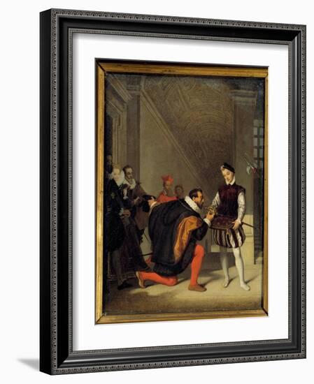 Don Pedro De Toledo, Ambassador of Philip II Kissing the Sword of Henry IV (1553-1610). Staircase H-Jean Auguste Dominique Ingres-Framed Giclee Print