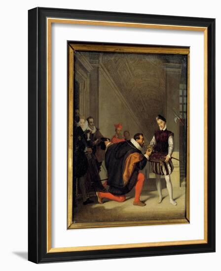 Don Pedro De Toledo, Ambassador of Philip II Kissing the Sword of Henry IV (1553-1610). Staircase H-Jean Auguste Dominique Ingres-Framed Giclee Print