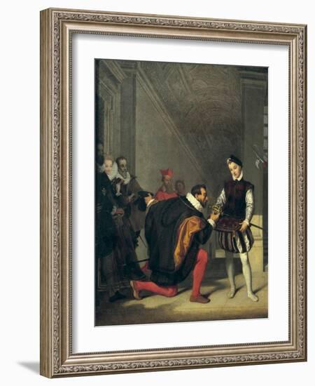 Don Pedro of Toledo Kissing the Sword of Henri IV of France-Jean-Auguste-Dominique Ingres-Framed Art Print