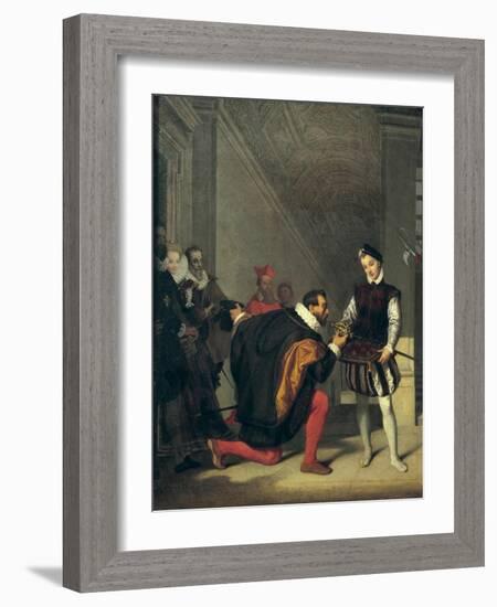 Don Pedro of Toledo Kissing the Sword of Henri IV of France-Jean-Auguste-Dominique Ingres-Framed Art Print