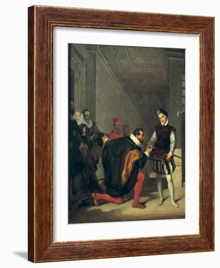 Don Pedro of Toledo Kissing the Sword of Henri IV of France-Jean-Auguste-Dominique Ingres-Framed Art Print