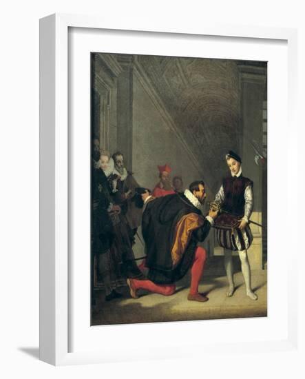 Don Pedro of Toledo Kissing the Sword of Henri IV of France-Jean-Auguste-Dominique Ingres-Framed Art Print