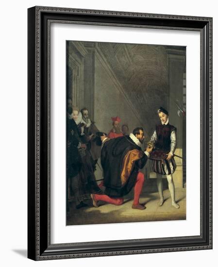 Don Pedro of Toledo Kissing the Sword of Henri IV of France-Jean-Auguste-Dominique Ingres-Framed Art Print