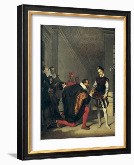 Don Pedro of Toledo Kissing the Sword of Henri IV of France-Jean-Auguste-Dominique Ingres-Framed Art Print