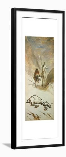 Don Quijote and the dead mule.-HONORE DAUMIER-Framed Giclee Print