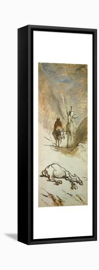 Don Quijote and the dead mule.-HONORE DAUMIER-Framed Stretched Canvas