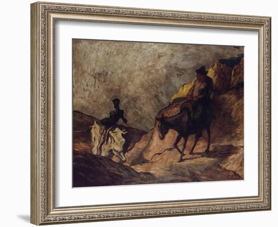 Don Quixote and Sancho Panza, 1866-1867-Honoré Daumier-Framed Giclee Print