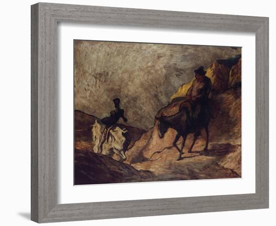 Don Quixote and Sancho Panza, 1866-1867-Honoré Daumier-Framed Giclee Print