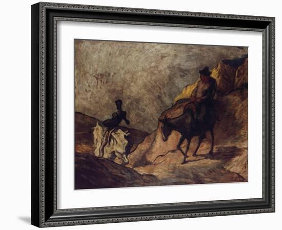 Don Quixote and Sancho Panza, 1866-1867-Honoré Daumier-Framed Giclee Print