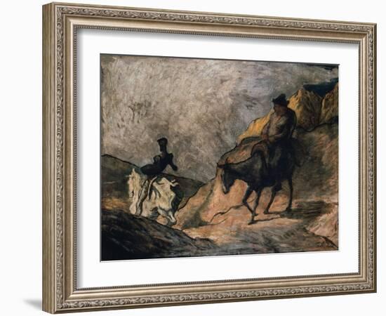 Don Quixote and Sancho Panza, 1866-Honore Daumier-Framed Giclee Print