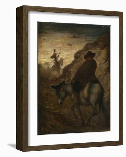 Don Quixote and Sancho Panza, C.1864–65 (Oil on Canvas)-Honore Daumier-Framed Giclee Print