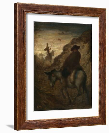 Don Quixote and Sancho Panza, C.1864–65 (Oil on Canvas)-Honore Daumier-Framed Giclee Print