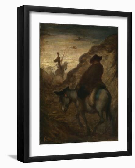 Don Quixote and Sancho Panza, C.1864–65 (Oil on Canvas)-Honore Daumier-Framed Giclee Print