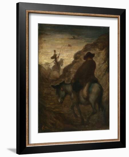 Don Quixote and Sancho Panza, C.1864–65 (Oil on Canvas)-Honore Daumier-Framed Giclee Print