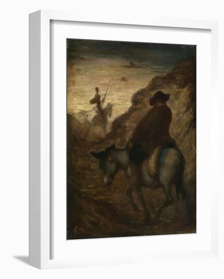 Don Quixote and Sancho Panza, C.1864–65 (Oil on Canvas)-Honore Daumier-Framed Giclee Print