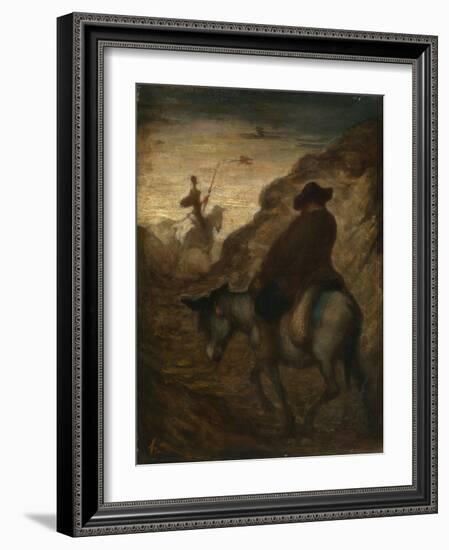 Don Quixote and Sancho Panza, C.1864–65 (Oil on Canvas)-Honore Daumier-Framed Giclee Print