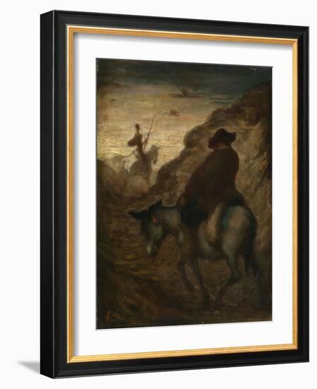 Don Quixote and Sancho Panza, C.1864–65 (Oil on Canvas)-Honore Daumier-Framed Giclee Print