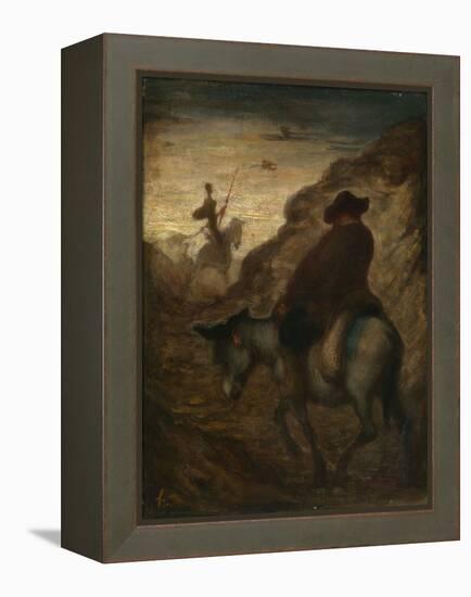 Don Quixote and Sancho Panza, C.1864–65 (Oil on Canvas)-Honore Daumier-Framed Premier Image Canvas