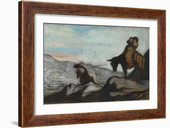 Don Quixote and Sancho Panza, Ca 1855-Honoré Daumier-Framed Giclee Print