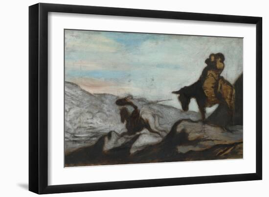 Don Quixote and Sancho Panza, Ca 1855-Honoré Daumier-Framed Giclee Print