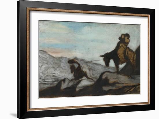 Don Quixote and Sancho Panza, Ca 1855-Honoré Daumier-Framed Giclee Print